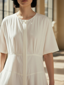 Women's High-end Old-money Style Pure Cotton Short-sleeved Maxi Dress ZMZ2893B3K