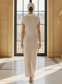 Women's French-style Elegant Knitted Sleeveless Maxi Dress ZMZ0459B0K