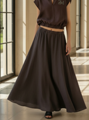 Women's French-style Elegant Linen Blend Embroidered T-shirt And Skirt Set ZMZ2981A8K