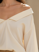 Women's Fashionable Casual Pure Cotton Off-Shoulder Long-Sleeve Shirt And Shorts Set ZMZ1491B3K