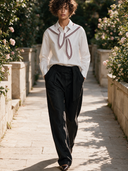 Women's Cotton Simple Sailor Collar Shirt ZMZ1928H6XT