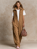 Women's Athleisure Sleeveless Utility-Style Zip-Front Jumpsuit ZMZ2823H0XT
