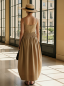 Women's Elegant Vintage Pure Cotton Maxi Bubble Dress ZMZ0634B2K