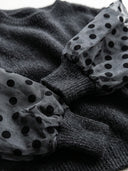 Women's Vintage-Style Casual Long-Sleeve Pullover Sweater: Mohair Knit With Cut-Out Polka-Dot Detailing ZMZ1355J4ZJY