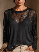 Women's Solid-Color Lightweight Lace Long-Sleeve T-Shirt (Includes Camisole) ZMZ0712I1XT
