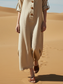 Women's Casual Cotton And Linen Blend Long-sleeved Maxi Dress ZMZ2130A6K