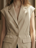 Women's Minimalist Cotton-blend Commuter Vest ZMZ2711A3K