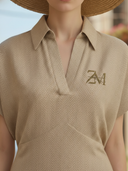 Women's Casual Herringbone Pattern Cotton And Linen Blend Embroidered Maxi Dress ZMZ2765A0K