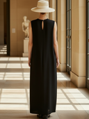 Women's High-end Old-money Style Lyocell Blend Embroidered Sleeveless Maxi Dress ZMZ2722B9K