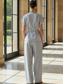 Women's French-style Elegant Cotton And Linen Blend Vest And Trousers Set ZMZ2667A2K