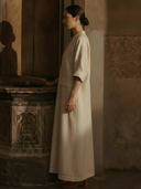 Women's Commuter Style Herringbone Pattern Cotton And Linen Blend Maxi Dress ZMZ2032A7K