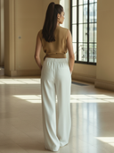 Women's High-end Old-money Style Lyocell Blend Sleeveless Vest And Elastic Waist Pants Set ZMZ1437B5K