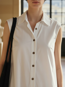 Women's High-end Minimalist Pure Cotton Sleeveless Maxi Dress ZMZ1064B7K