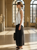 Women's French-style Elegant Pure Cotton T-shirt And Skirt Set ZMZ2947A0K