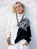 Women's Fashionable Casual Color-Block Leopard Print Turtleneck Knit Sweater ZMZ3077I7SWL