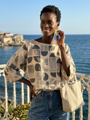 Women's Vintage Casual Printed Loose-Fit Crew-Neck Shirt ZMZ0348H7ZJY