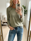 Women's Retro Casual Cotton Frayed Edge Round Neck Long Sleeve T-shirt ZMZ0772H2ZJY