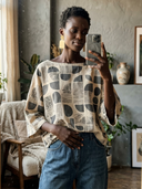 Women's Vintage Casual Printed Loose-Fit Crew-Neck Shirt ZMZ0348H7ZJY