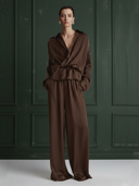 Women's Premium Old Money Style Cupro Blend Shirt And Trousers Set ZMZ2865A3K