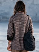 Women’s American Vintage Style Houndstooth Toggle Jacket With Wide Lapels And Contrast Cuffs ZMZ2682J5ZYY