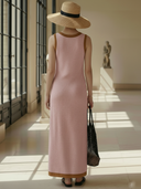 Women's French-style Elegant Knitted U-neck Sleeveless Maxi Dress ZMZ1171B9K