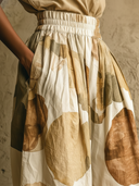 Women's Bohemian Artistic Style Blended Abstract Print High-Waisted Wide-Leg Culottes ZMZ2213E8YZH