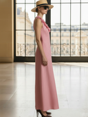 Women's Fashionable Old-fashioned Cotton And Linen Blend Sleeveless Maxi Dress ZMZ1153B9K