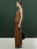 Women's Premium Old Money Style Cotton And Linen Blend Vest And Skirt Set （Tank Top And Belt Not Included) ZMZ0296B7K