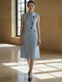 Women's Elegant And Sophisticated Cotton Blend Sleeveless Midi Dress ZMZ2595B0K