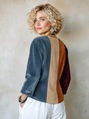 Women's Fashion Color-Block Snap-Button Faux Suede Jacket ZMZ1502I6SWL