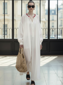 Women's Old-money Style Embroidered Cotton And Linen Long-sleeved Maxi Dress ZMZ0692B7K