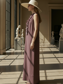 Women's High-end Old-money Style Embroidered Cotton And Linen Blend Sleeveless Maxi Dress ZMZ1472B3K