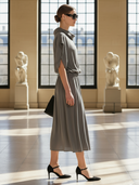 Women's High-end Minimalist Old-money Style Lyocell Blend Sleeveless Midi Dress ZMZ1467B3K