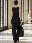Women's High-end Old-money Style Lyocell Blend Sleeveless Top And Pants Set ZMZ2667B9K