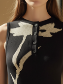 Women's High-end Old-money Style Knitted Henley Collar Sleeveless Midi Dress ZMZ2741B0K