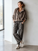Women's Stylish Taupe Faux Mink Zip-Up Jacket ZMZ3013I8SWL