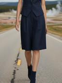 Women's American Retro Cotton Blend Vest And Bermuda Shorts Set ZMZ2666A4K