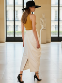 Women's High-end Commuter Style Knitted Tank Top And Pure Cotton Skirt Set ZMZ1282B6K