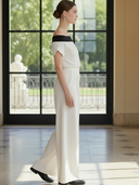 Women's Premium Minimalist Tencel Blend Off-the-shoulder T-shirt And Pants Set ZMZ0506B7K