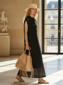 Women's Minimalist High-end Knit Sleeveless Loose-fitting Maxi Dress (includes An Inner Slip Dress) ZMZ1201B7K