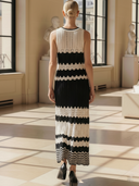 Women's Elegant Knitted Fitted Round Neck Sleeveless Maxi Dress ZMZ2797B5K