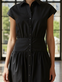 Women's High-end Old-money Style Pure Cotton Short Sleeve Maxi Dress ZMZ1129B7K