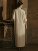 Women's Commuter Style Herringbone Pattern Cotton And Linen Blend Maxi Dress ZMZ2032A7K