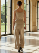 Women's High-end Old-money Style Commuter Cotton Blend Vest And Trousers Set ZMZ2713B1K