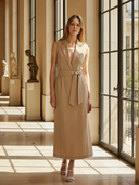 Women's Commuter Style Cotton Blend Sleeveless Maxi Dress ZMZ2633A4K