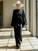 Women's High-end Vintage-style Ramie Top And Lyoise Blend Camisole Dress Set ZMZ2892B5K