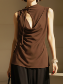 Women's Old Money Style Commuter Tie-Up T-Shirt And Satin Skirt Set ZMZ2791B6U