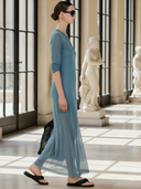 Women's Premium Minimalist Henley Neck Knitted Long-Sleeve Maxi Dress (includes Inner Slip Dress) ZMZ0686B0K