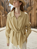 Women's French-style Elegant Tencel Blend Shirt ZMZ2628A5K