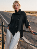 Women's Vintage-Style Casual Twill Stand Collar And Asymmetric Front Closure Jacket ZMZ2146H4ZYY